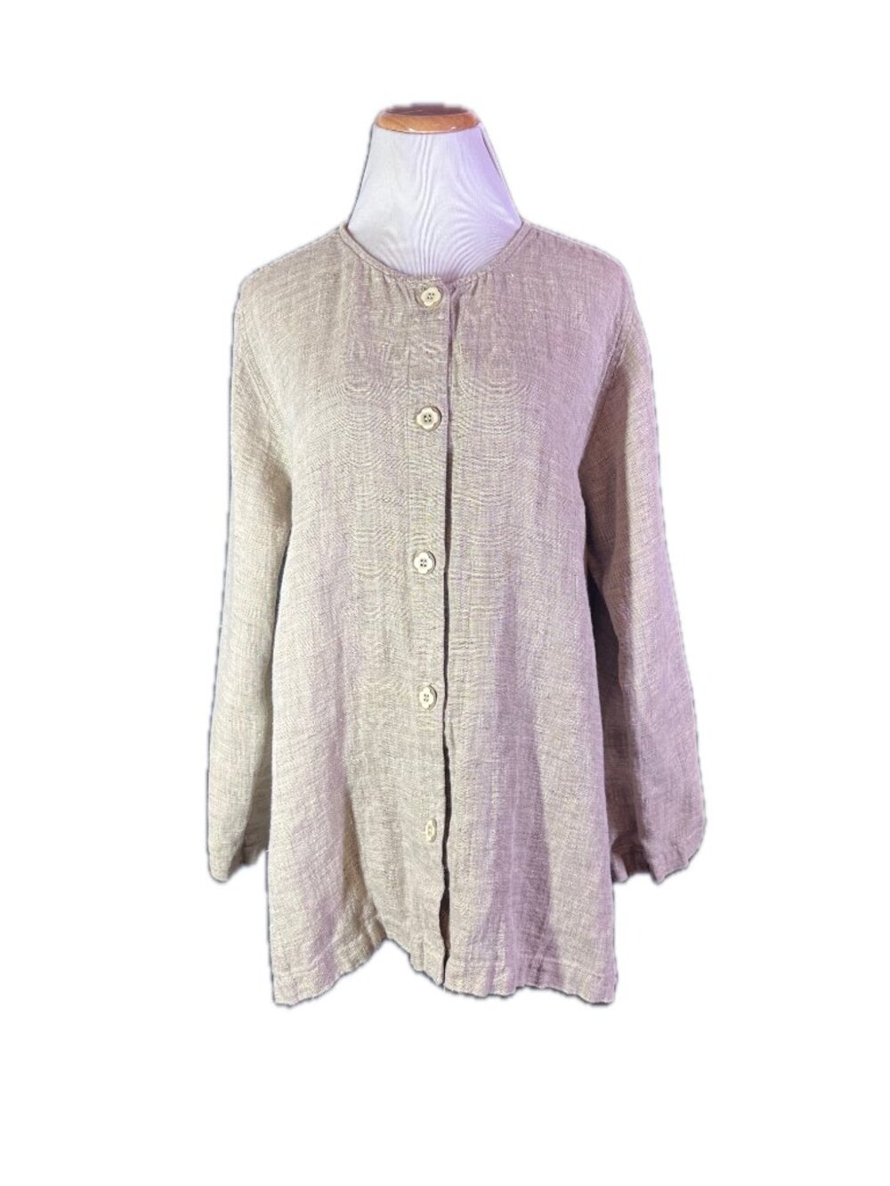 Vintage Carol Anderson Collection Size Large Tan Button-Front Jacket Linen